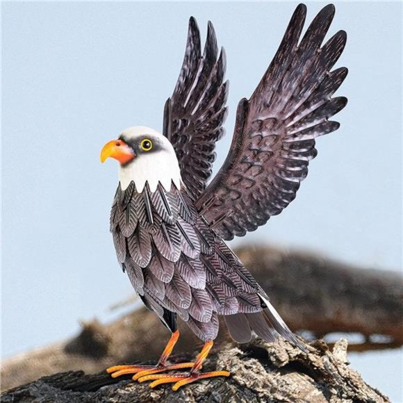 Garden Sculptures & Statues, Metal Bald Eagle Yard Art Outdoor Statue - Picture 1 of 5